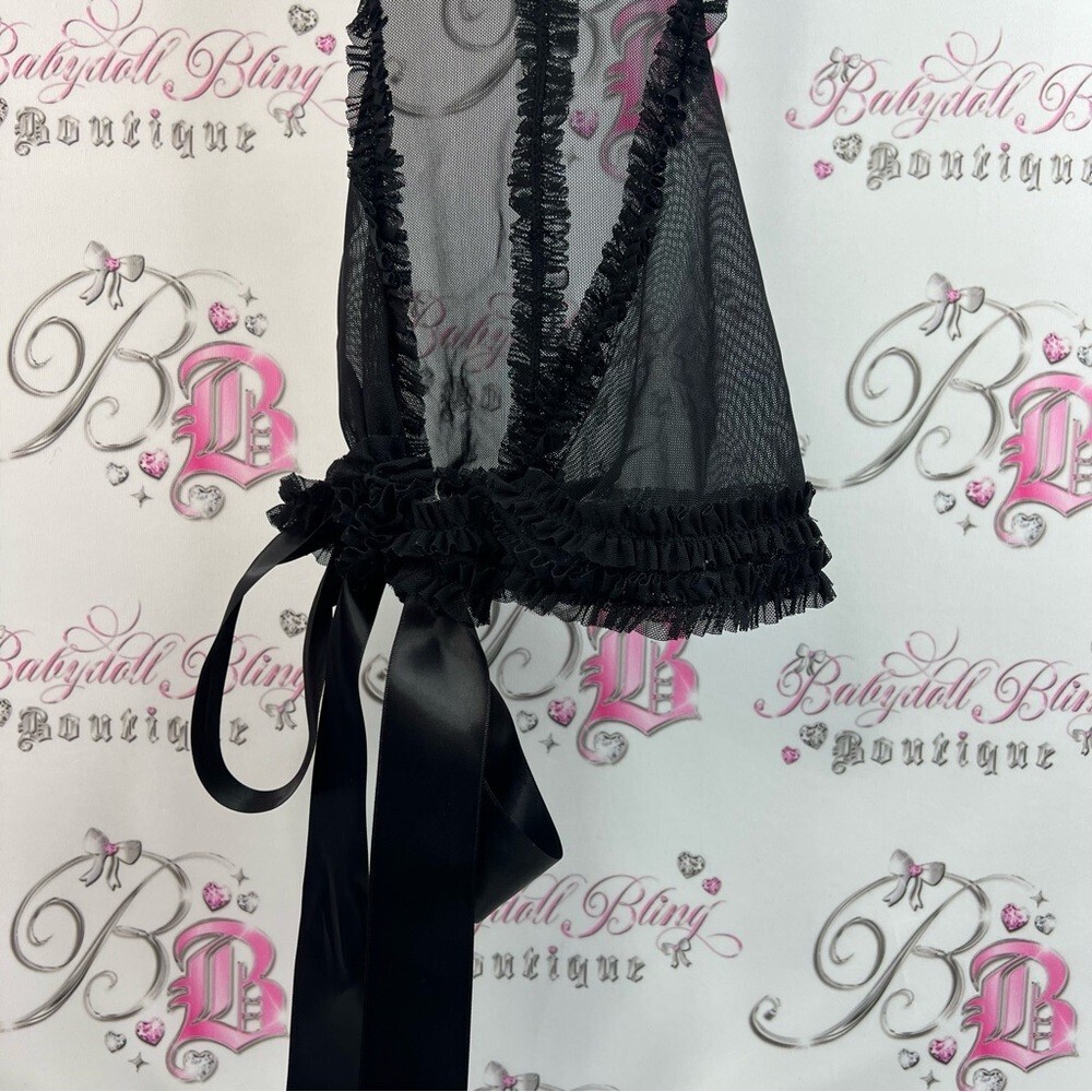 Victoria secret Black Sheer Lace Chemise with Bow Detail - Intimates apron - Picture 9 of 16